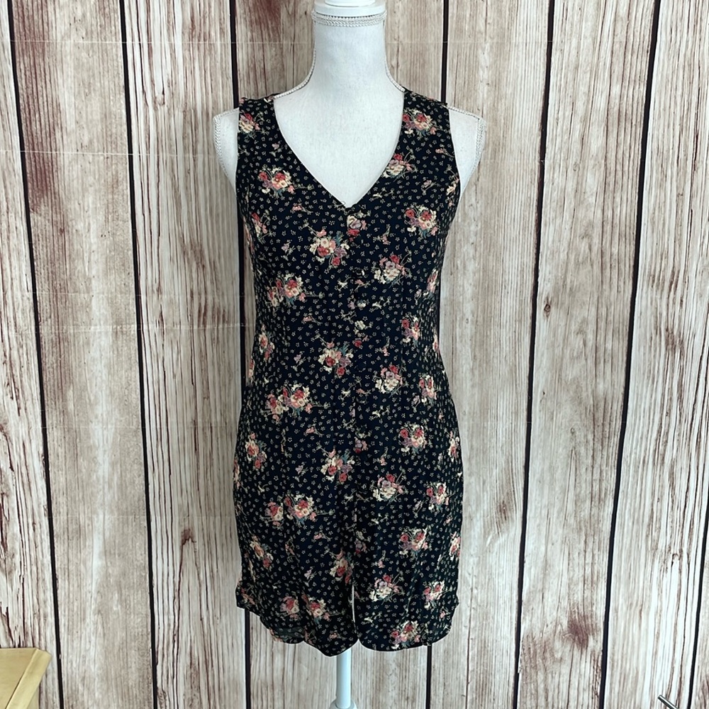 Ann Taylor Black Floral Button Down Tank Tunic - Size 2